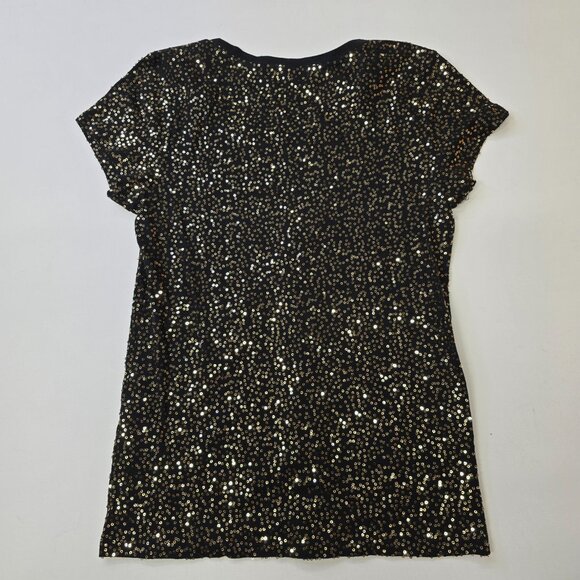 Calvin Klein Sequin Short Sleeve‎ Black Tee Size Small - Picture 2 of 7